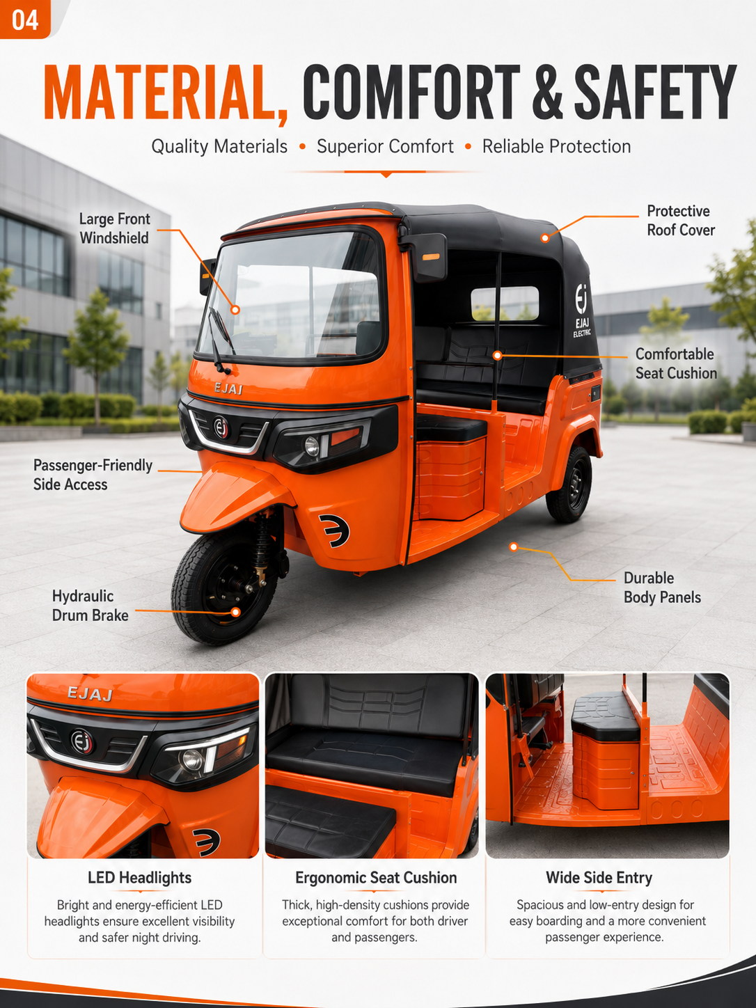Deluxe Single-Row Electric Tuk Tuk 3+1 detail image 3
