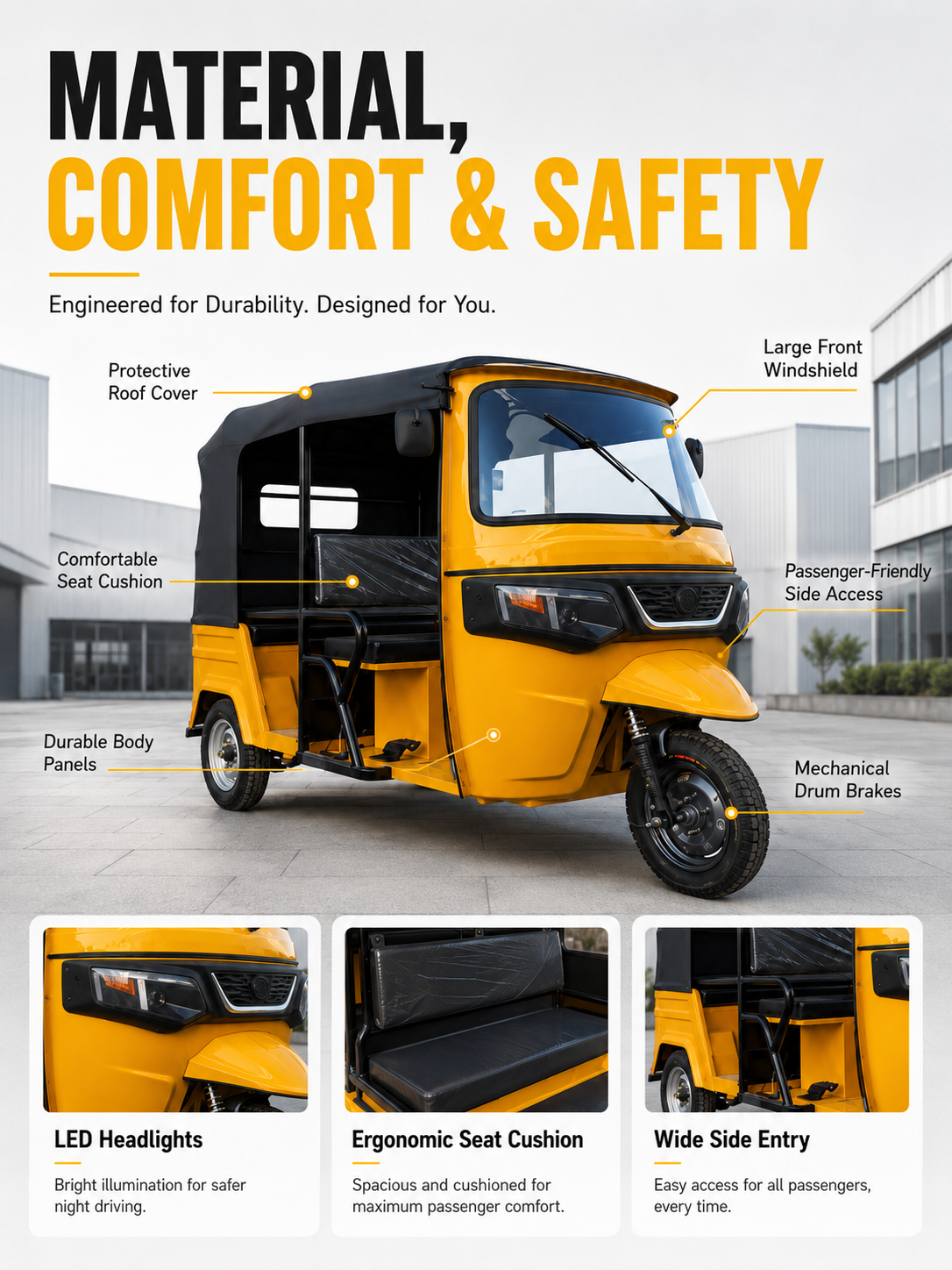 Standard Single-Row Electric Tuk Tuk 3+1 detail image 3