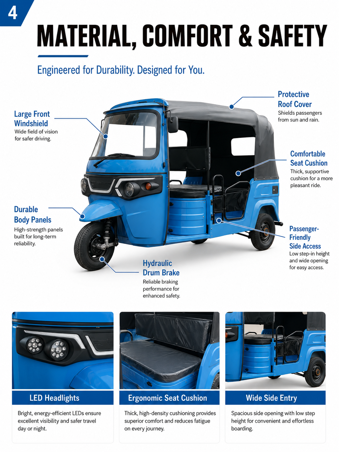 Deluxe Foldable Double-Row Electric Tuk Tuk 6+1 detail image 3