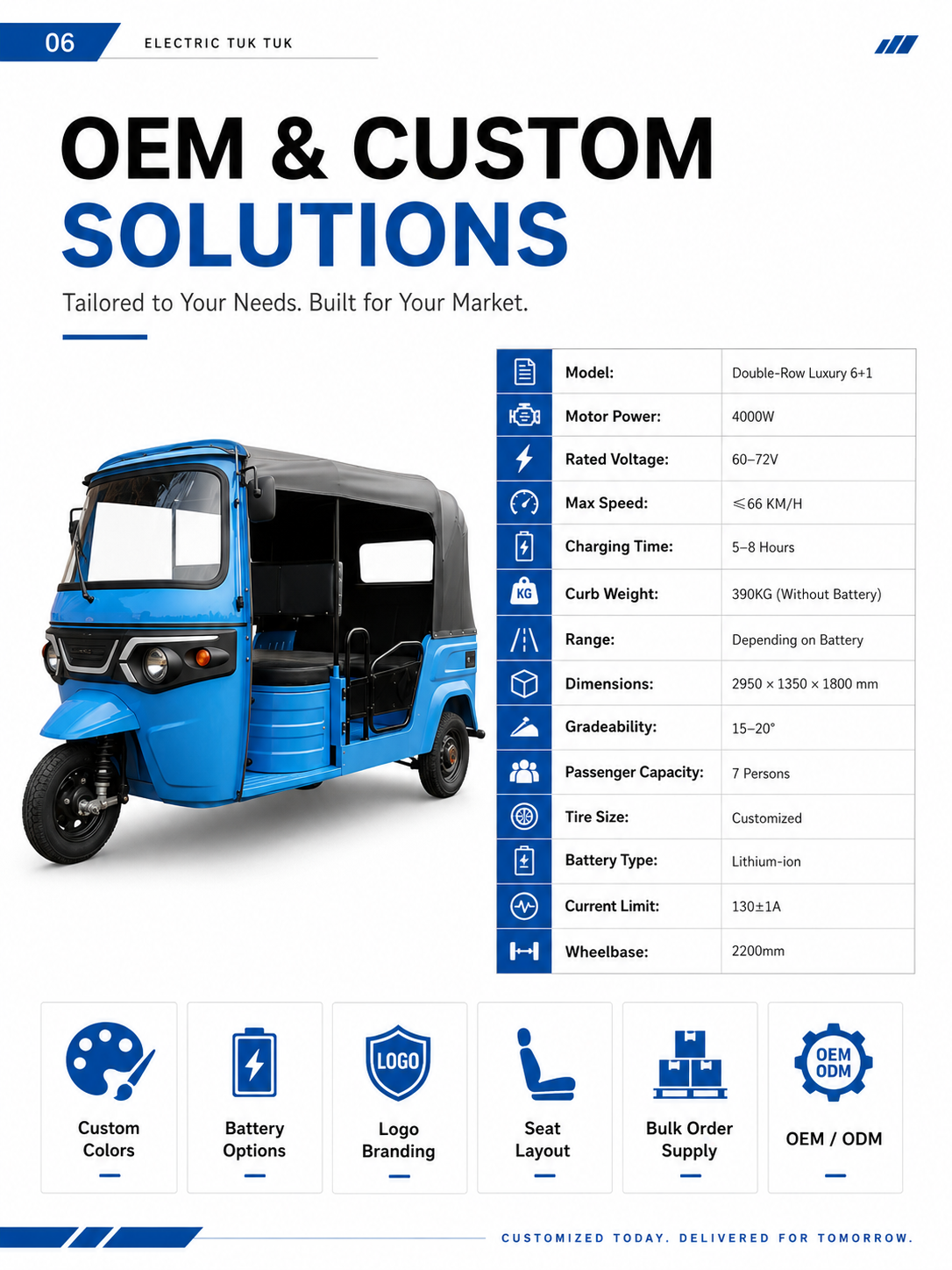 Deluxe Foldable Double-Row Electric Tuk Tuk 6+1 detail image 5