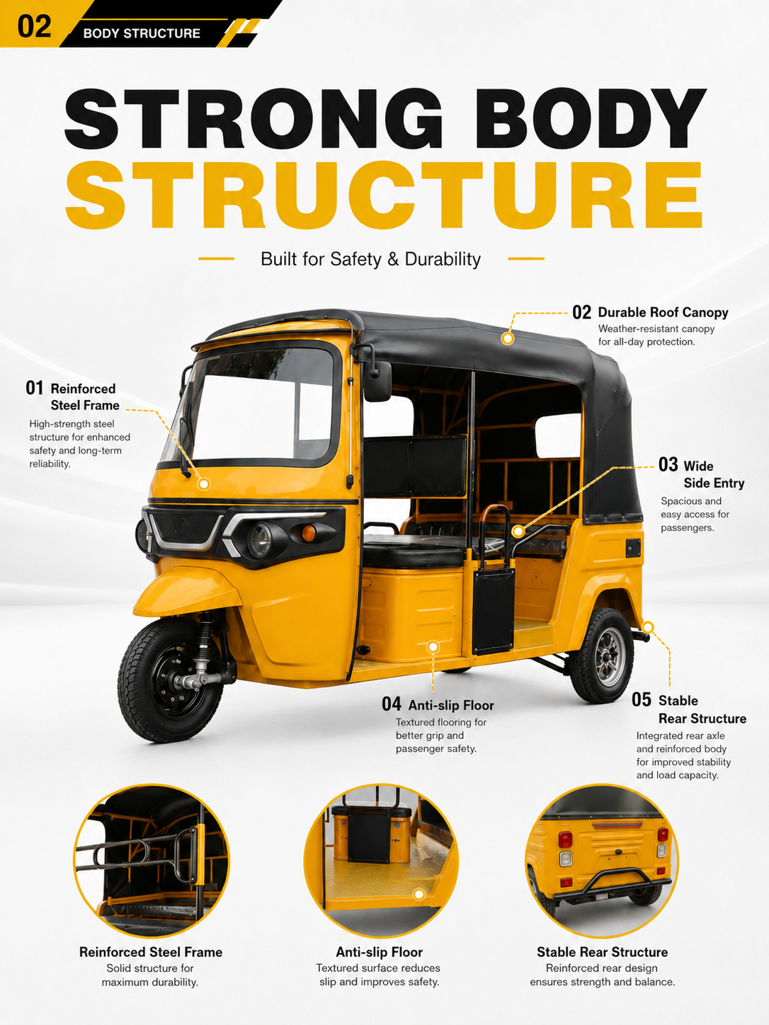 Standard Face-to-Face Double-Row Electric Tuk Tuk 6+1 detail image 1