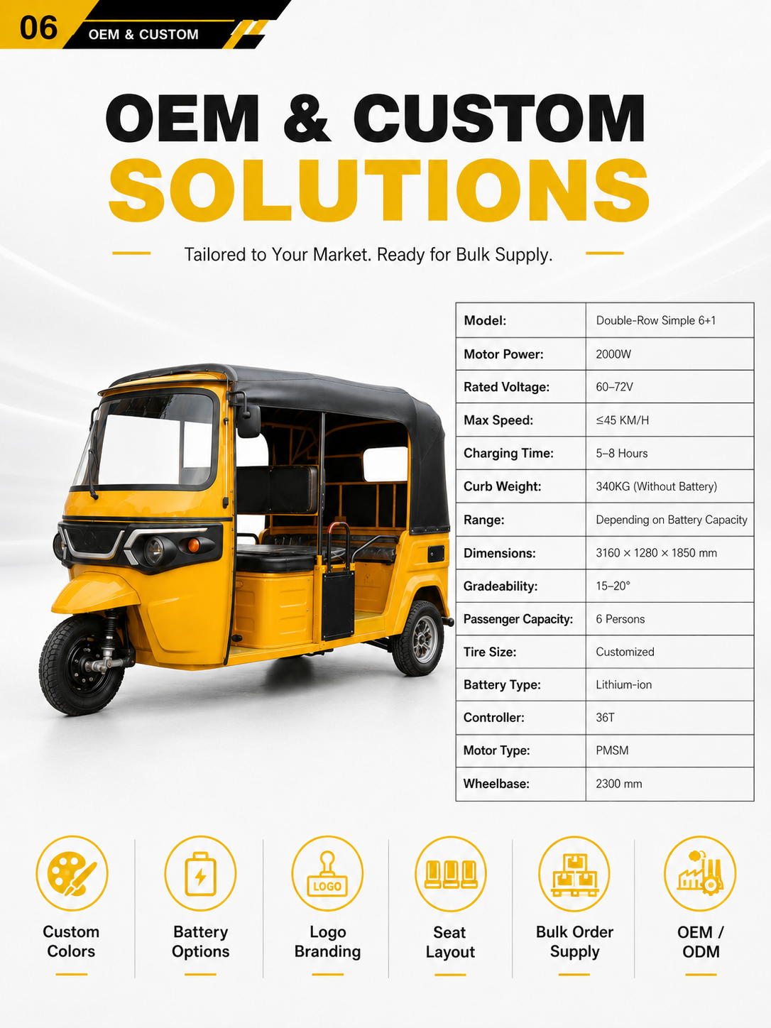 Standard Face-to-Face Double-Row Electric Tuk Tuk 6+1 detail image 5