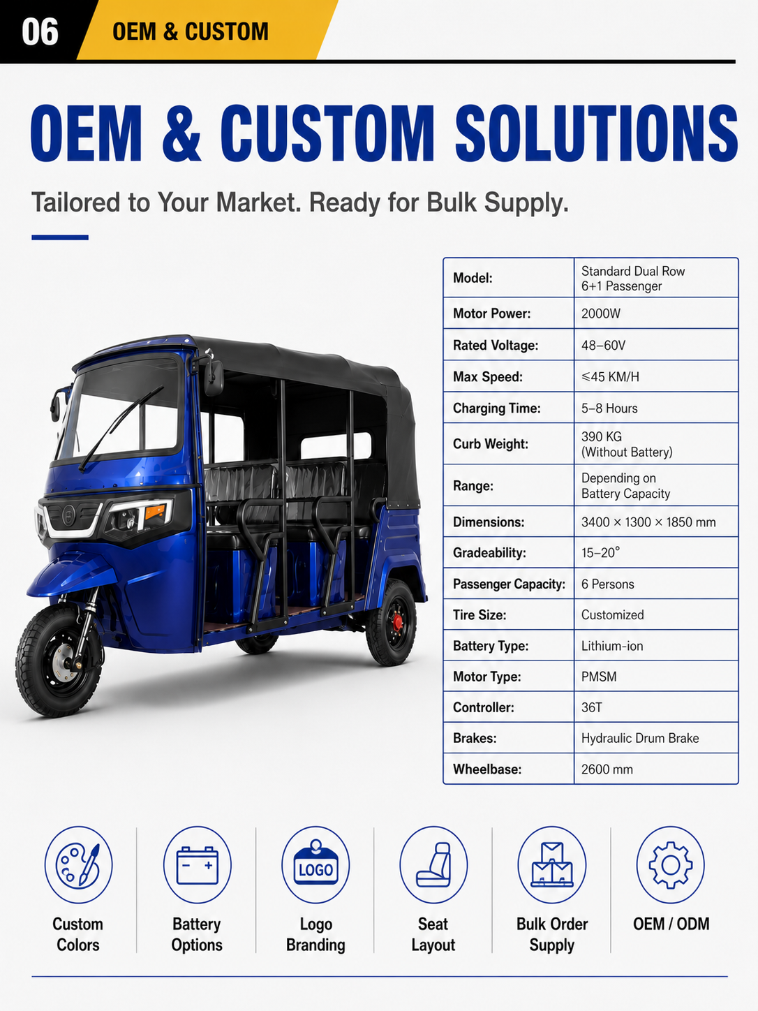 Standard Forward-Facing Double-Row Electric Tuk Tuk 6+1 detail image 5