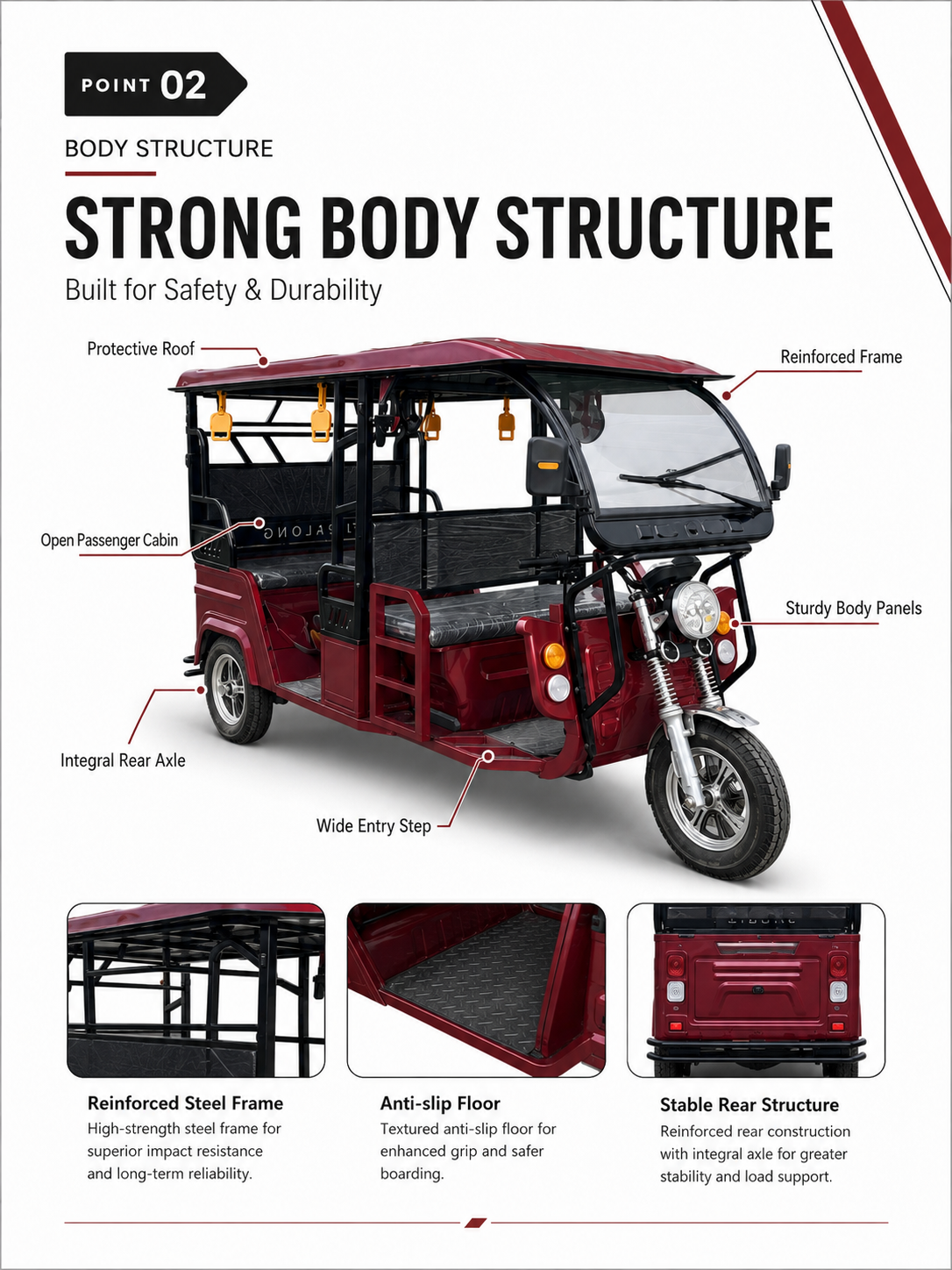 L3 1.3M Deluxe Electric Passenger Tuk Tuk detail image 1