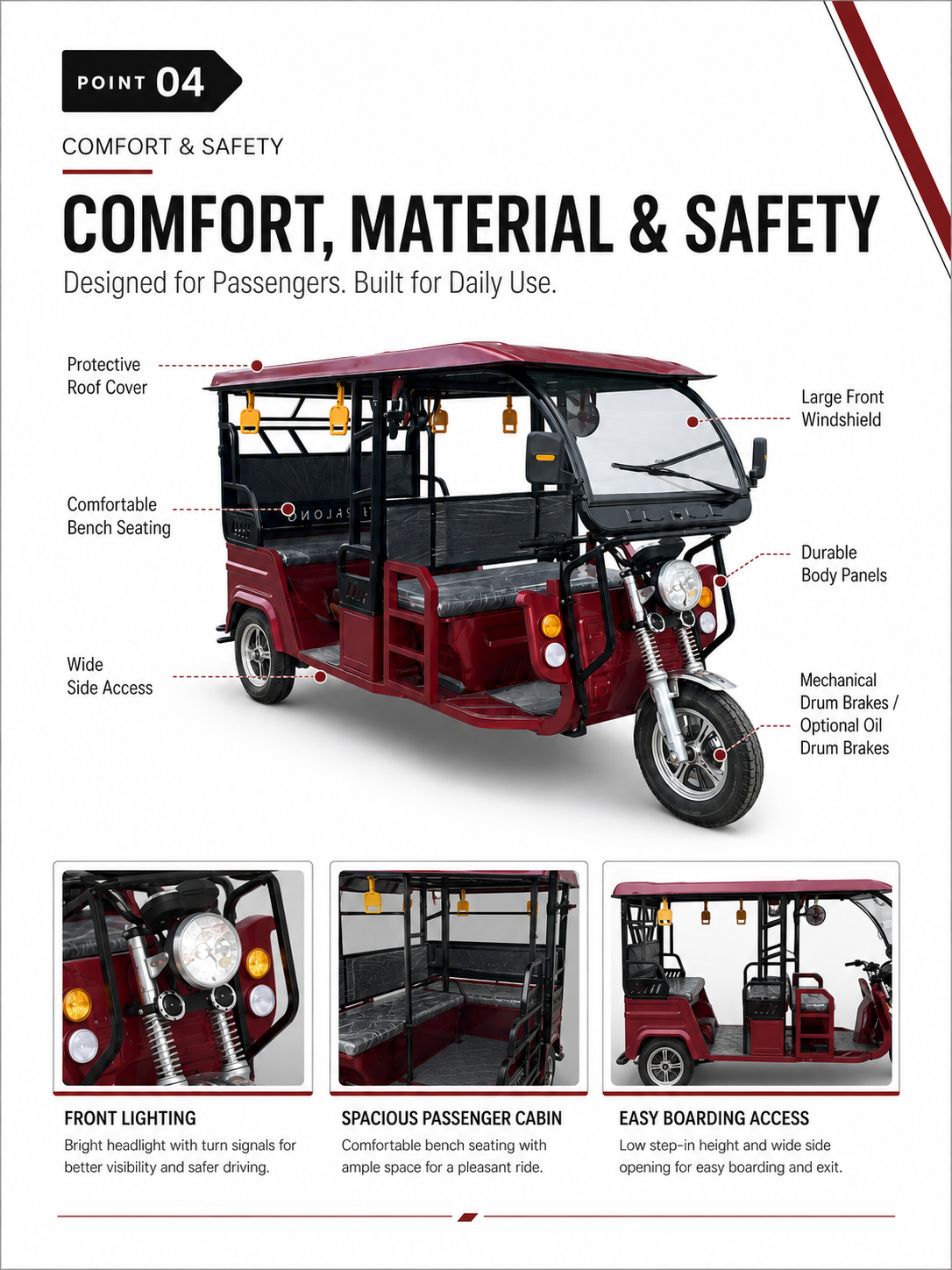 L3 1.3M Deluxe Electric Passenger Tuk Tuk detail image 3