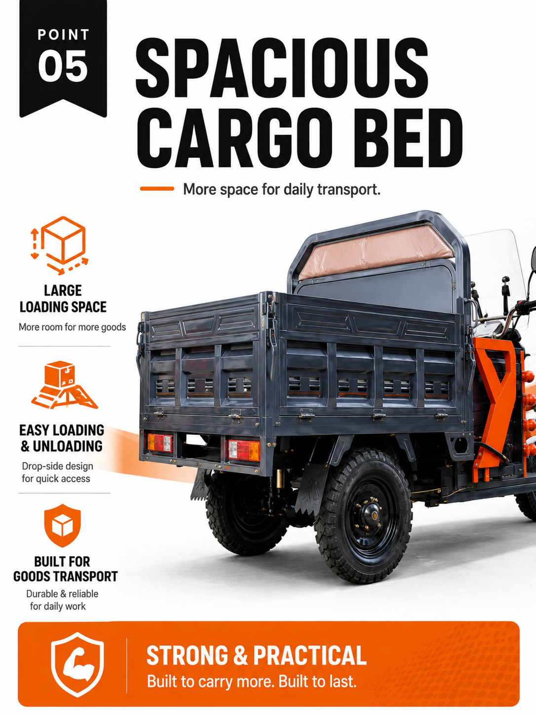 1.8M Four-Side-Opening Electric Cargo Tricycle detail image 4